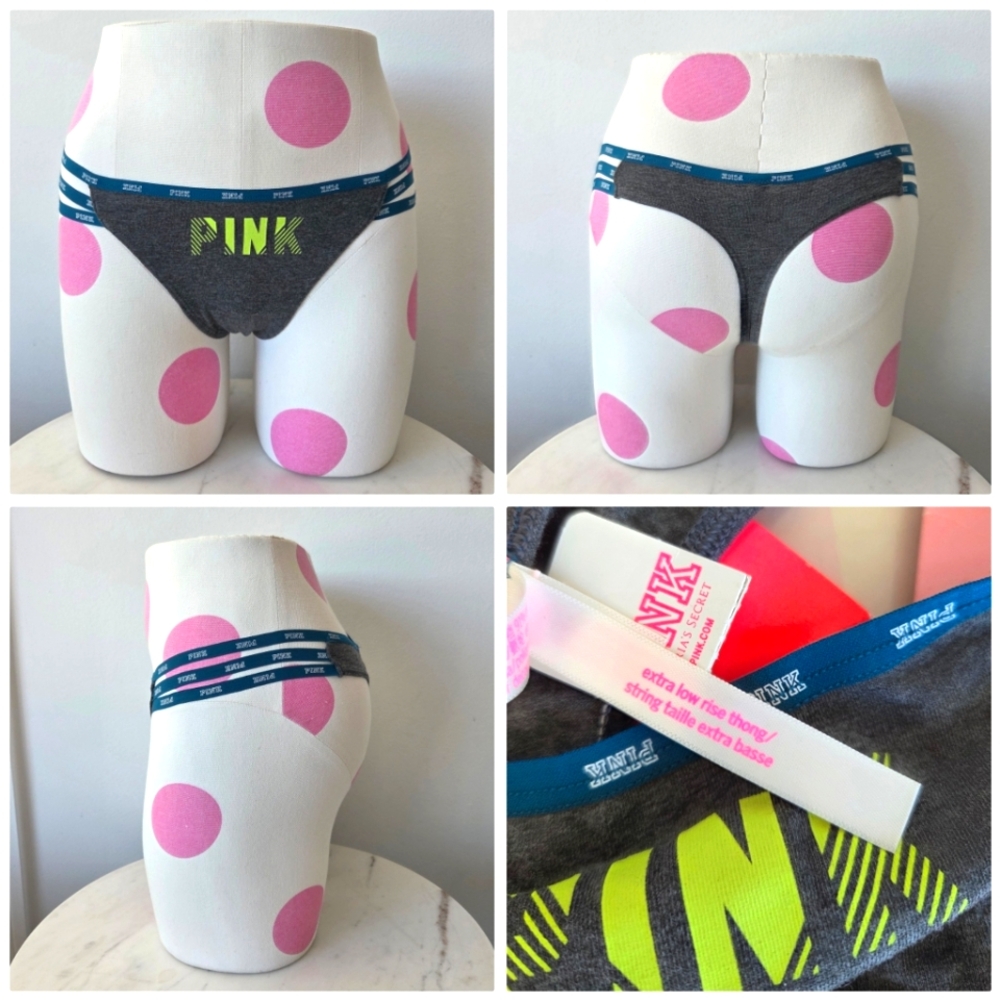 Victoria's Secret PINK Vintage Extra Low Rise Thong Panty Iconic Logo Straps NWT